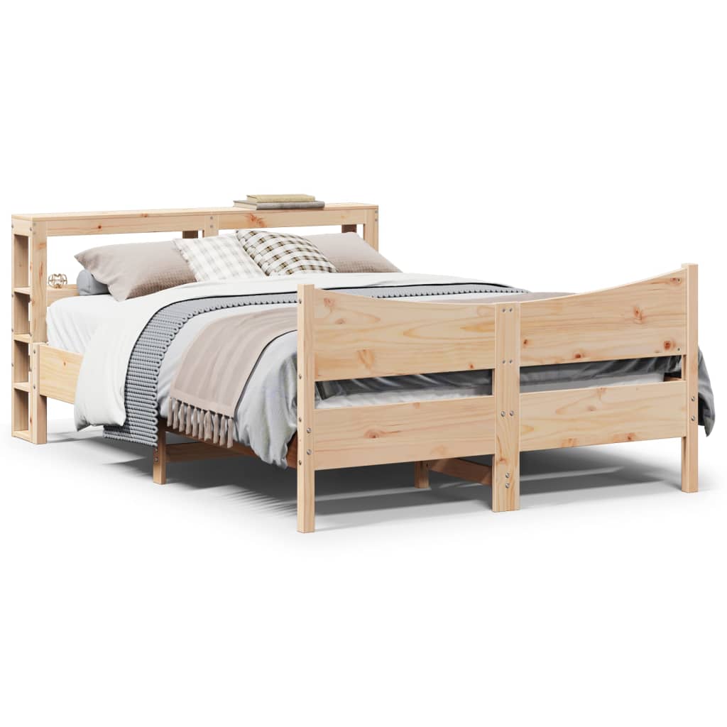 Bedframe met hoofdbord massief grenenhout 150x200 cm