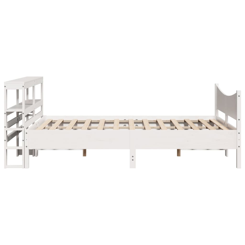 Bedframe met hoofdbord massief grenenhout wit 120x200 cm