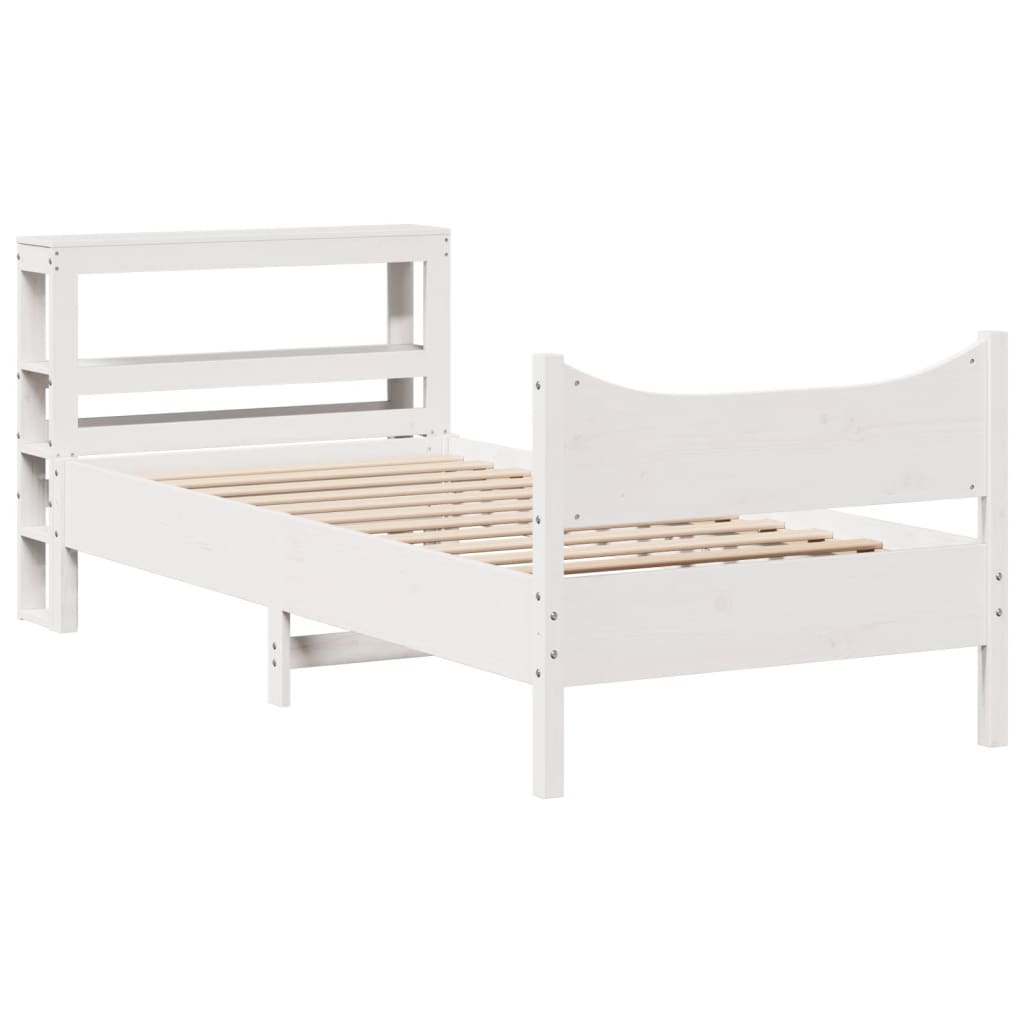 Bedframe met hoofdeinde 100x200 cm massief grenenhout wit