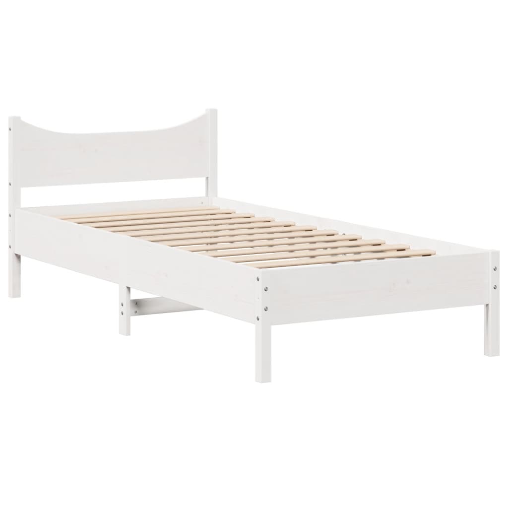 Bedframe met hoofdeinde 100x200 cm massief grenenhout wit