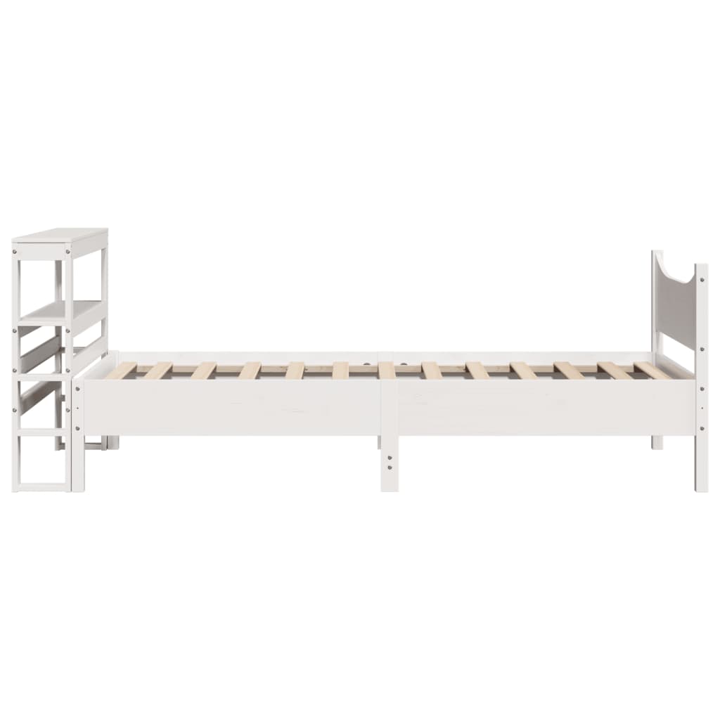 Bedframe met hoofdeinde 100x200 cm massief grenenhout wit