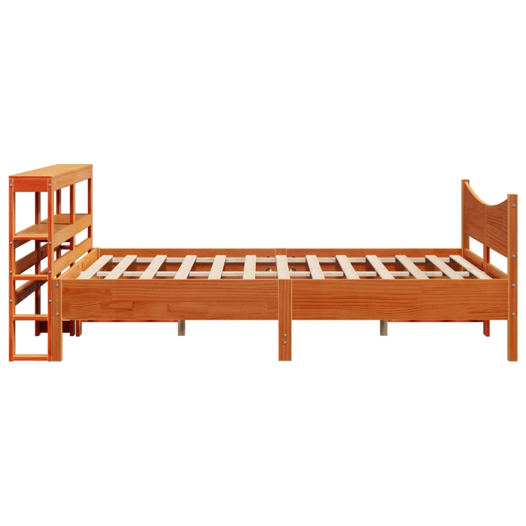 Bedframe met hoofdbord massief grenenhout wasbruin 140x190 cm