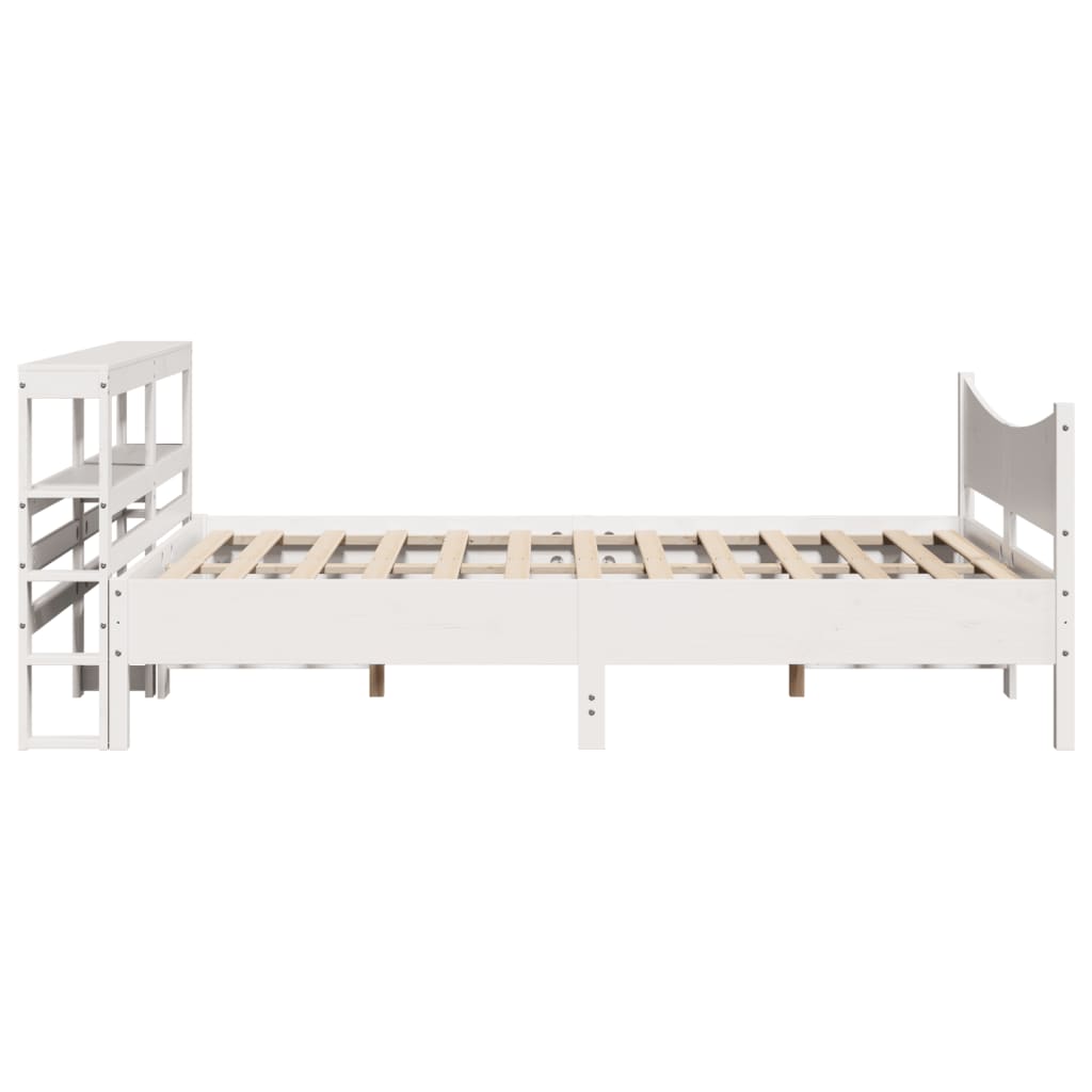 Bedframe met hoofdbord massief grenenhout wit 120x190 cm