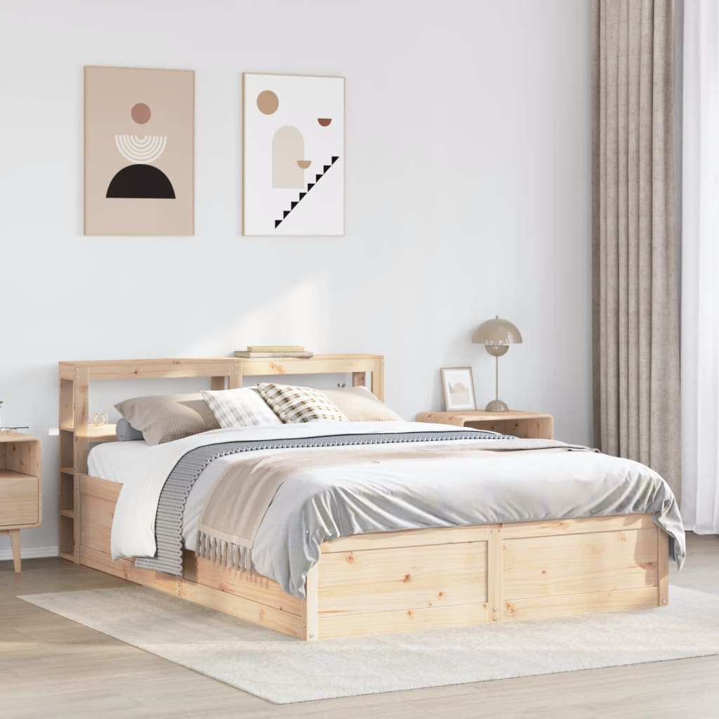 Bedframe met hoofdbord massief grenenhout 120x200 cm