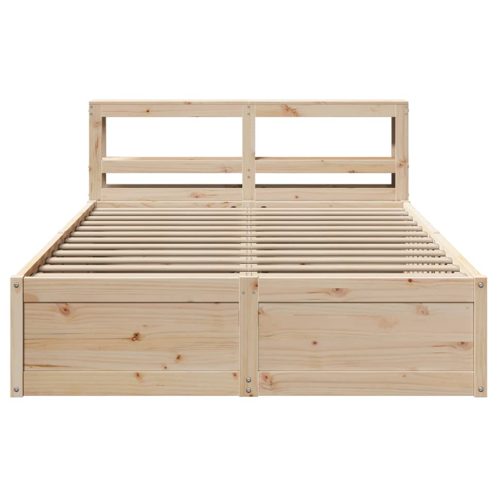 Bedframe met hoofdbord massief grenenhout 120x200 cm