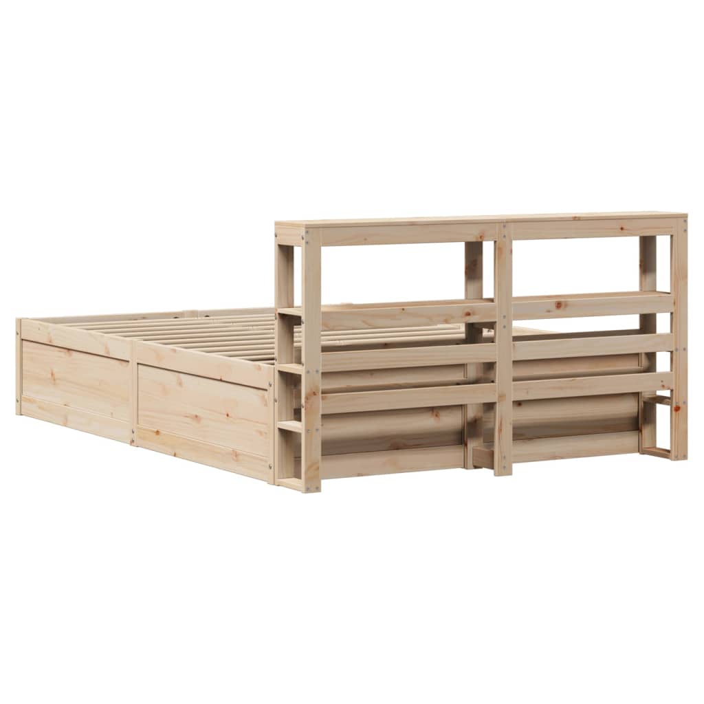 Bedframe met hoofdbord massief grenenhout 120x200 cm