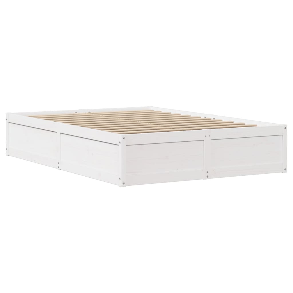 Bedframe met hoofdbord massief grenenhout wit 120x200 cm