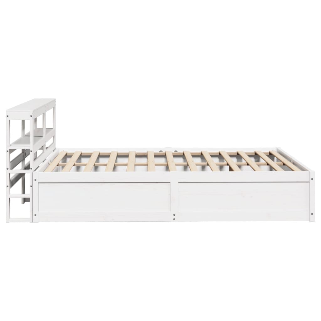 Bedframe met hoofdbord massief grenenhout wit 120x200 cm