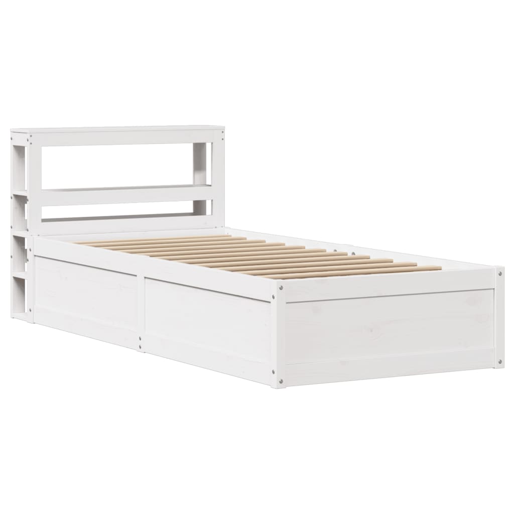 Bedframe met hoofdeinde 100x200 cm massief grenenhout wit