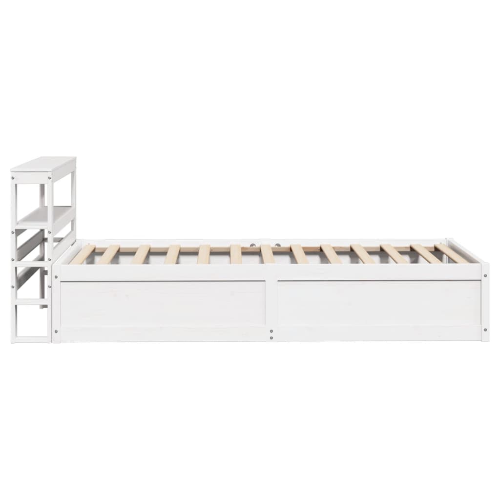 Bedframe met hoofdbord massief grenenhout wit 90x200 cm