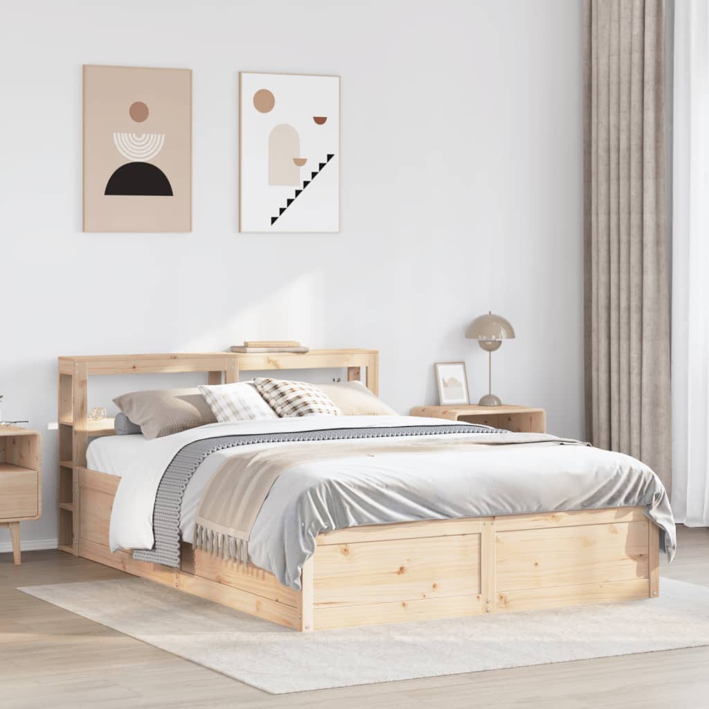 Bedframe met hoofdbord massief grenenhout 120x190 cm