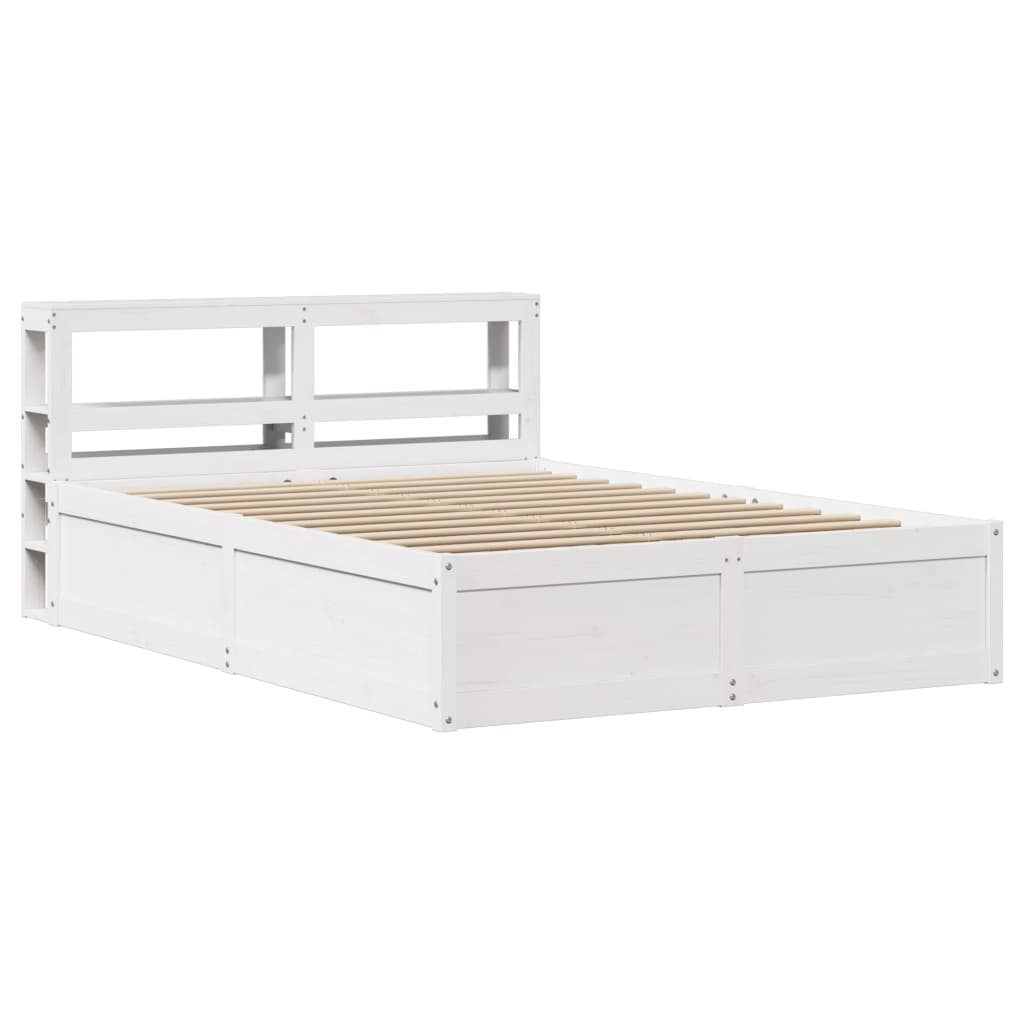 Bedframe met hoofdbord massief grenenhout wit 120x190 cm