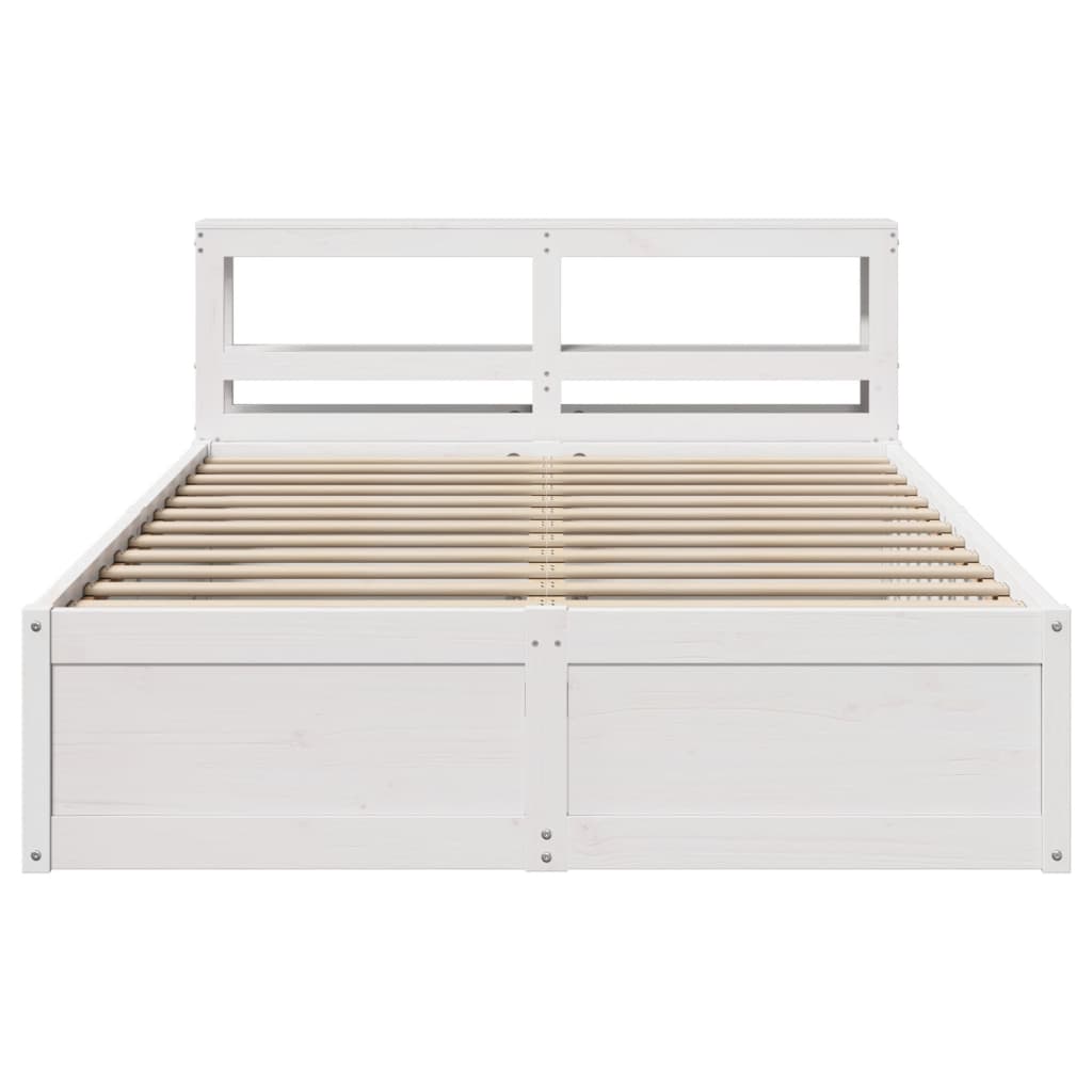 Bedframe met hoofdbord massief grenenhout wit 120x190 cm