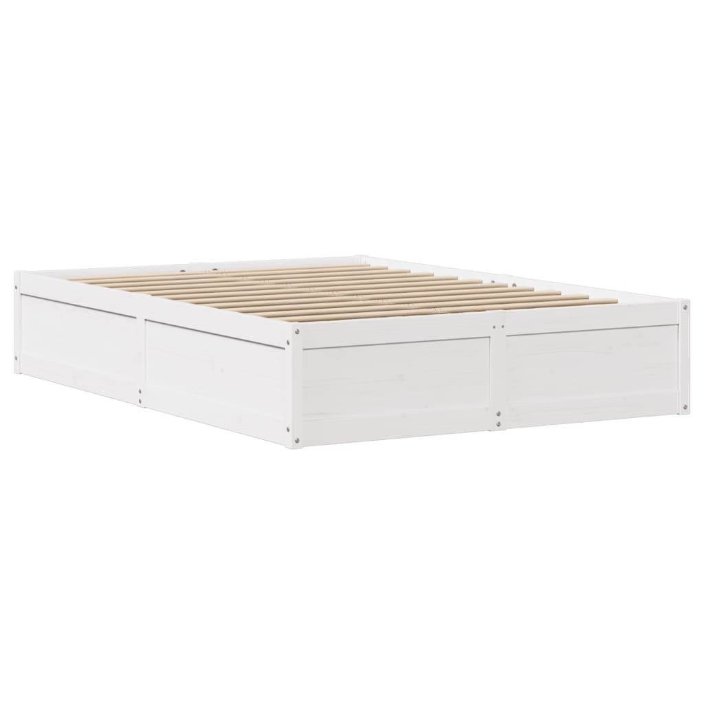 Bedframe met hoofdbord massief grenenhout wit 120x190 cm