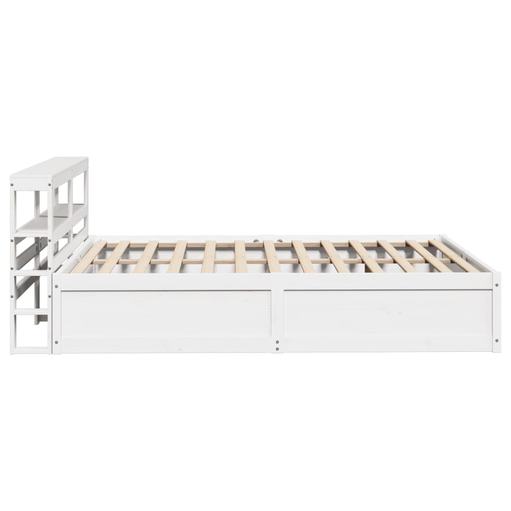 Bedframe met hoofdbord massief grenenhout wit 120x190 cm