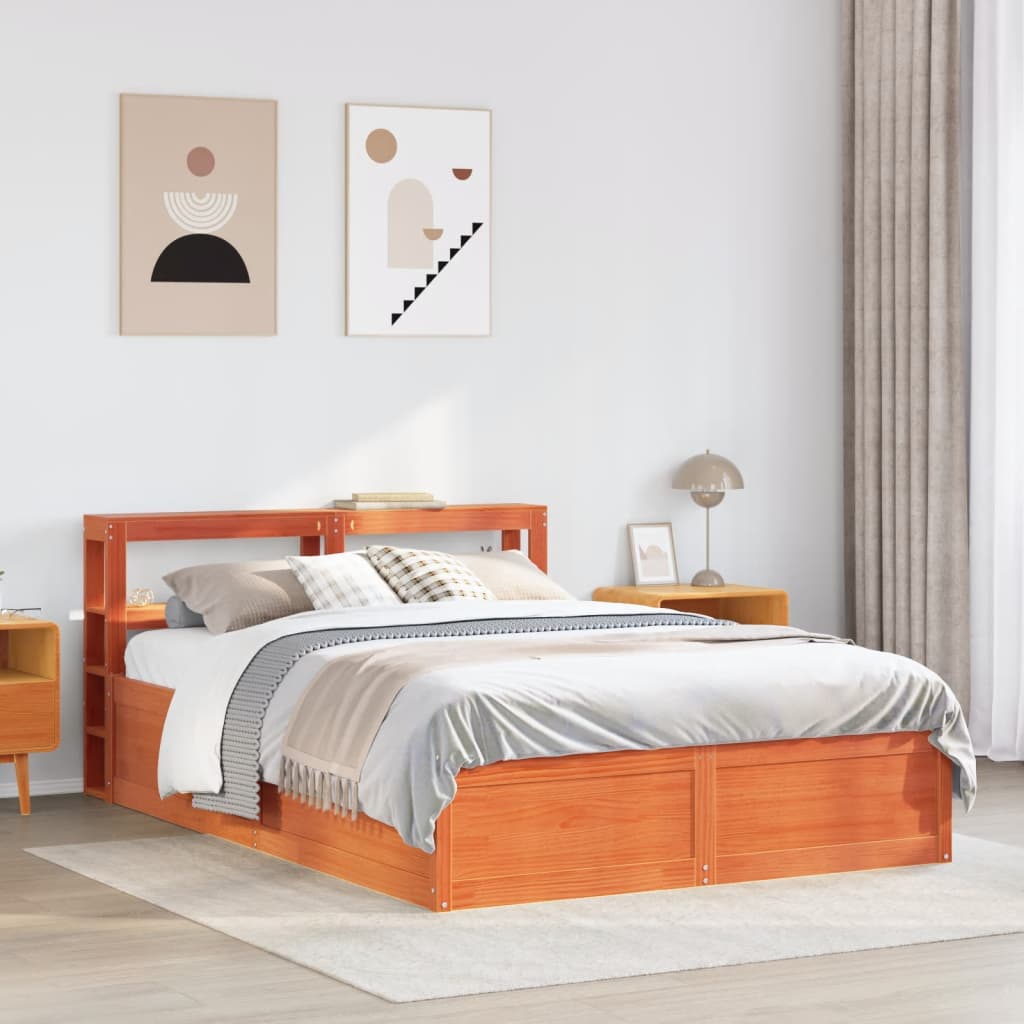 Bedframe met hoofdbord massief grenenhout wasbruin 120x190 cm Bedden & bedframes | Creëer jouw Trendy Thuis | Gratis bezorgd & Retour | Trendy.nl