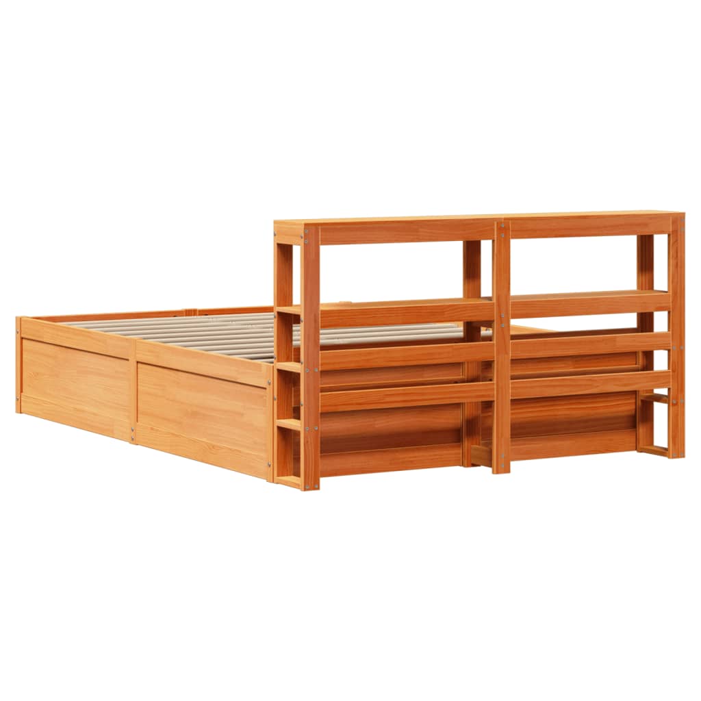 Bedframe met hoofdbord massief grenenhout wasbruin 120x190 cm Bedden & bedframes | Creëer jouw Trendy Thuis | Gratis bezorgd & Retour | Trendy.nl