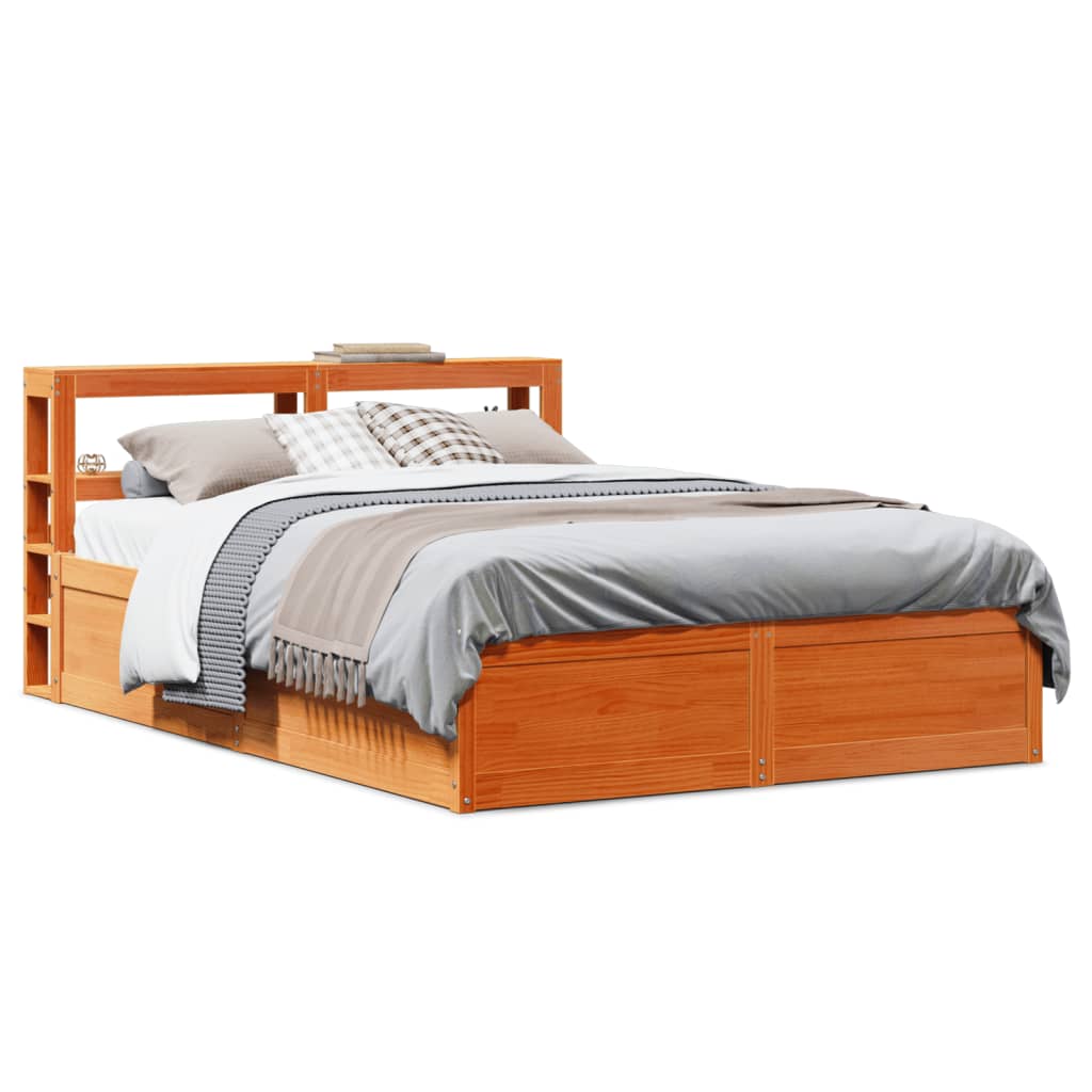 Bedframe met hoofdbord massief grenenhout wasbruin 120x190 cm Bedden & bedframes | Creëer jouw Trendy Thuis | Gratis bezorgd & Retour | Trendy.nl