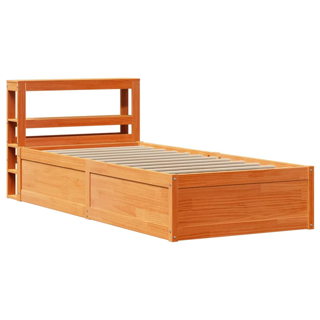 Bedframe met hoofdbord massief grenenhout wasbruin 90x190 cm Bedden & bedframes | Creëer jouw Trendy Thuis | Gratis bezorgd & Retour | Trendy.nl