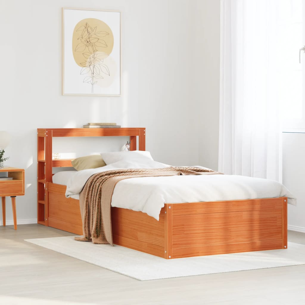 Bedframe met hoofdbord massief grenenhout wasbruin 90x190 cm Bedden & bedframes | Creëer jouw Trendy Thuis | Gratis bezorgd & Retour | Trendy.nl