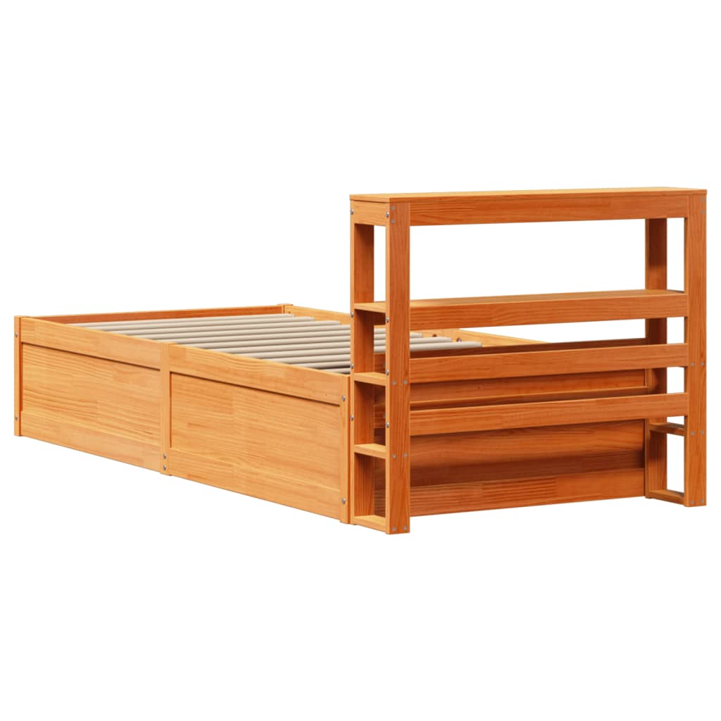 Bedframe met hoofdbord massief grenenhout wasbruin 90x190 cm Bedden & bedframes | Creëer jouw Trendy Thuis | Gratis bezorgd & Retour | Trendy.nl