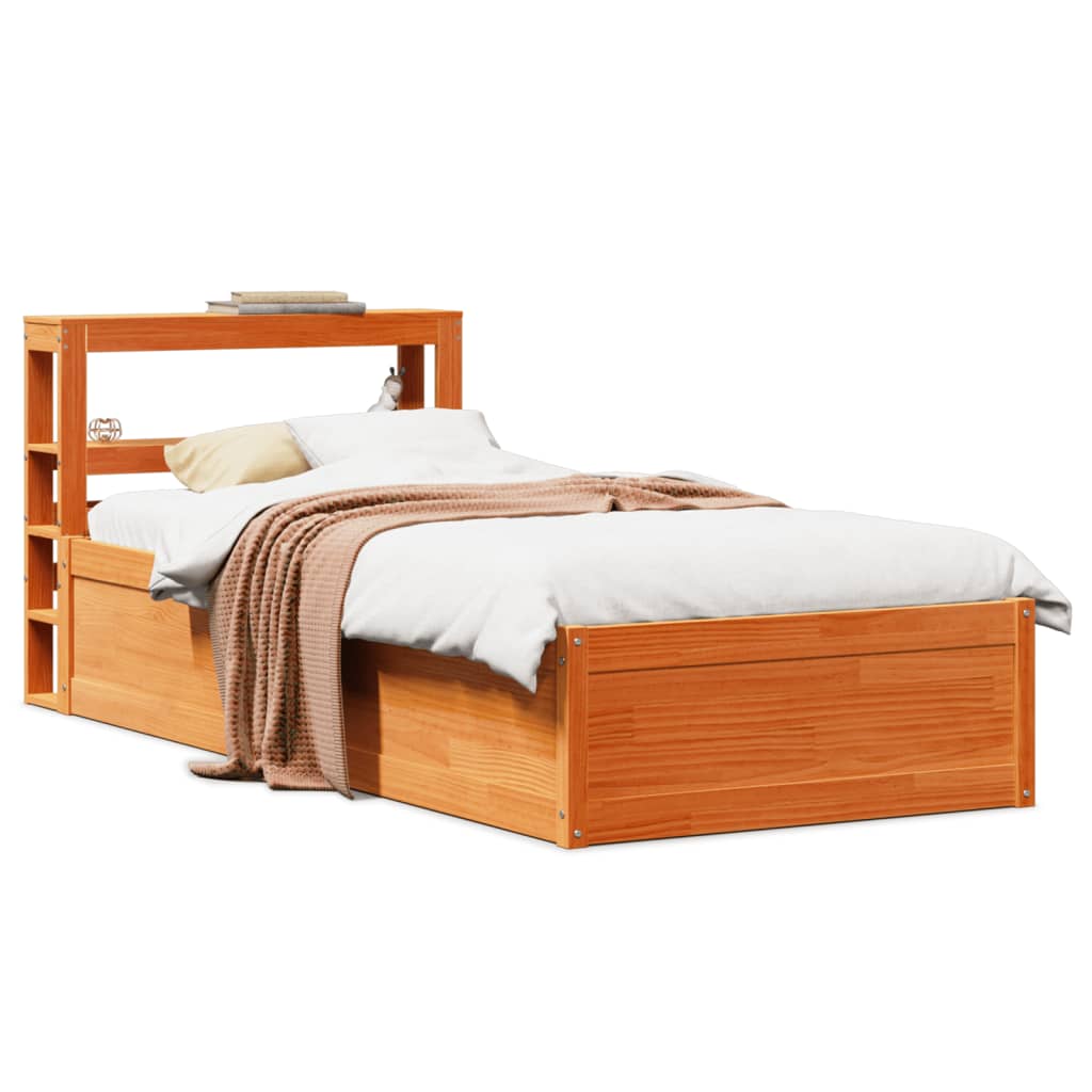 Bedframe met hoofdbord massief grenenhout wasbruin 90x190 cm Bedden & bedframes | Creëer jouw Trendy Thuis | Gratis bezorgd & Retour | Trendy.nl