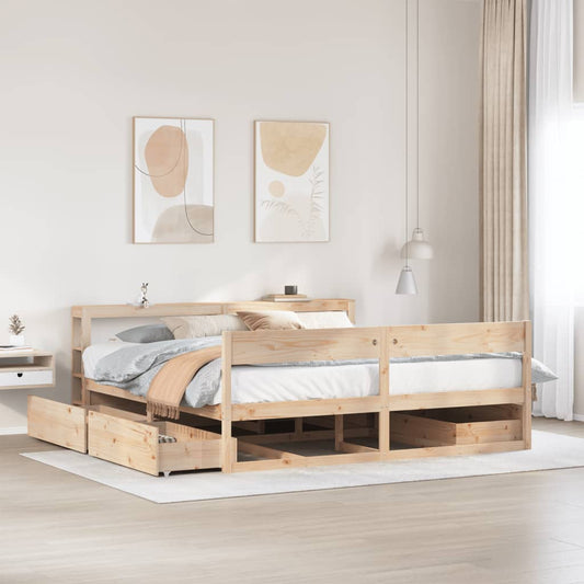 Bedframe zonder matras massief grenenhout 180x200 cm