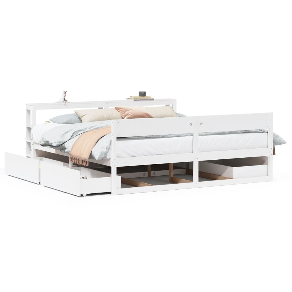 Bedframe zonder matras massief grenenhout wit 180x200 cm