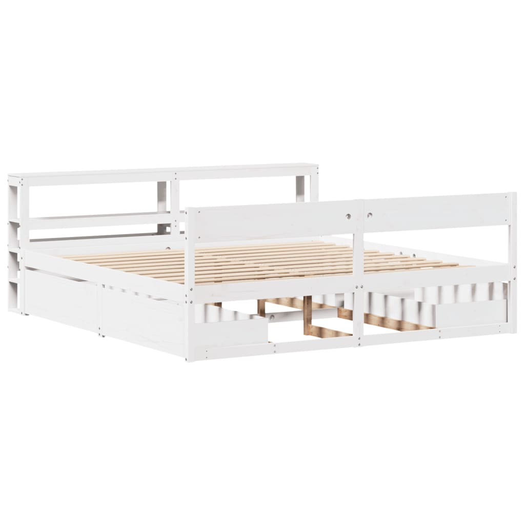 Bedframe zonder matras massief grenenhout wit 180x200 cm