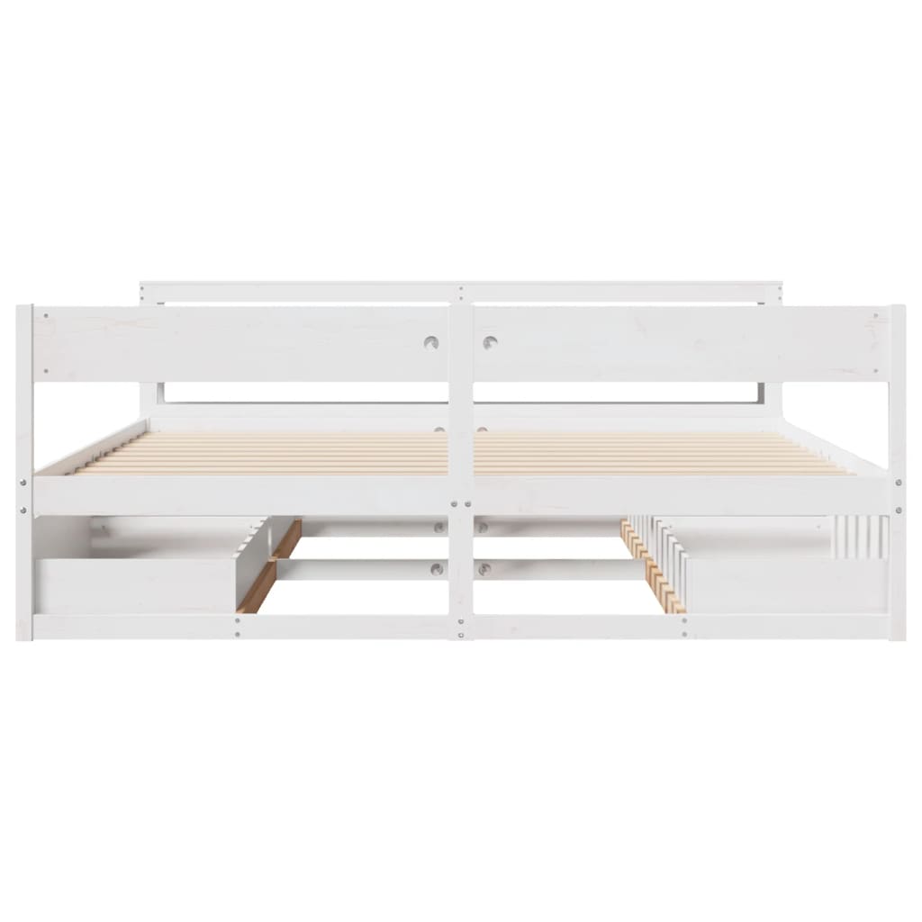 Bedframe zonder matras massief grenenhout wit 180x200 cm