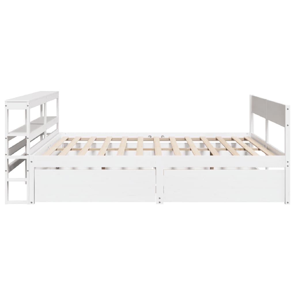 Bedframe zonder matras massief grenenhout wit 180x200 cm