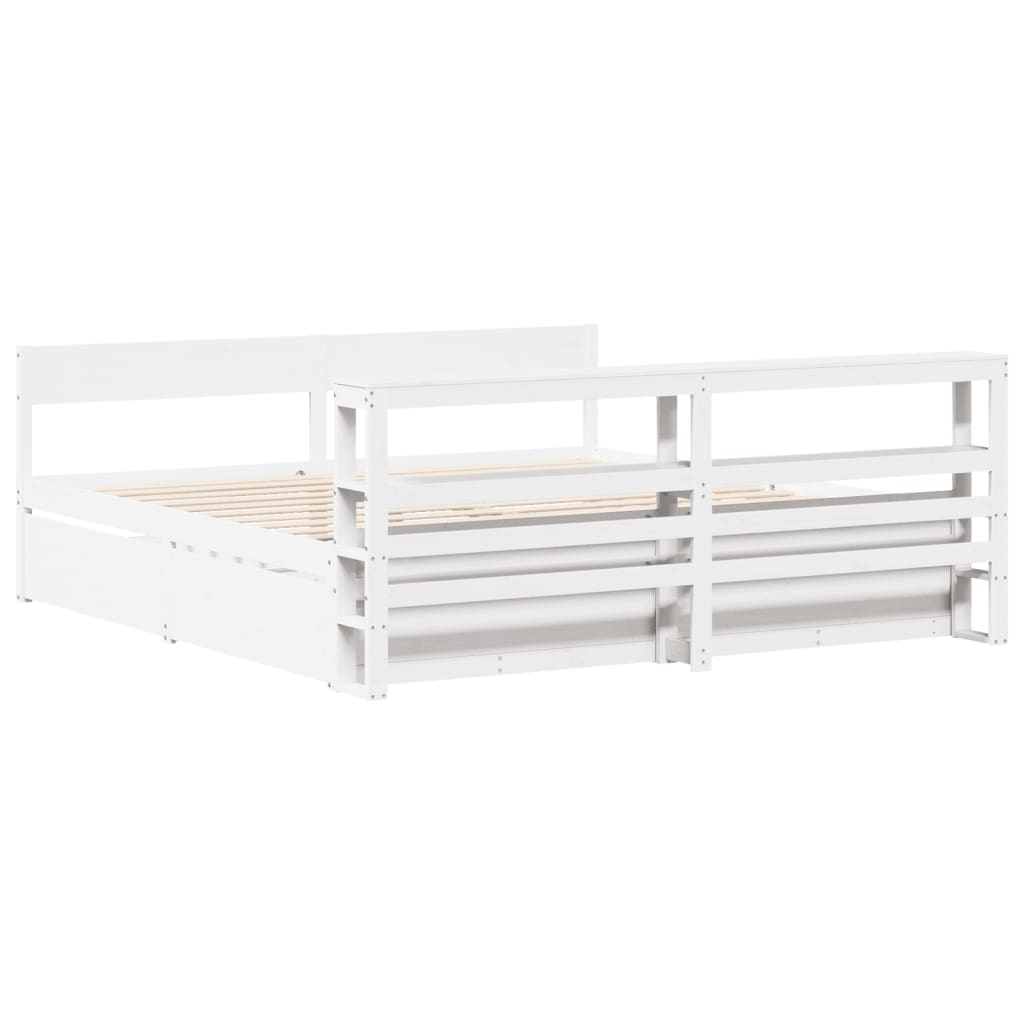 Bedframe zonder matras massief grenenhout wit 180x200 cm