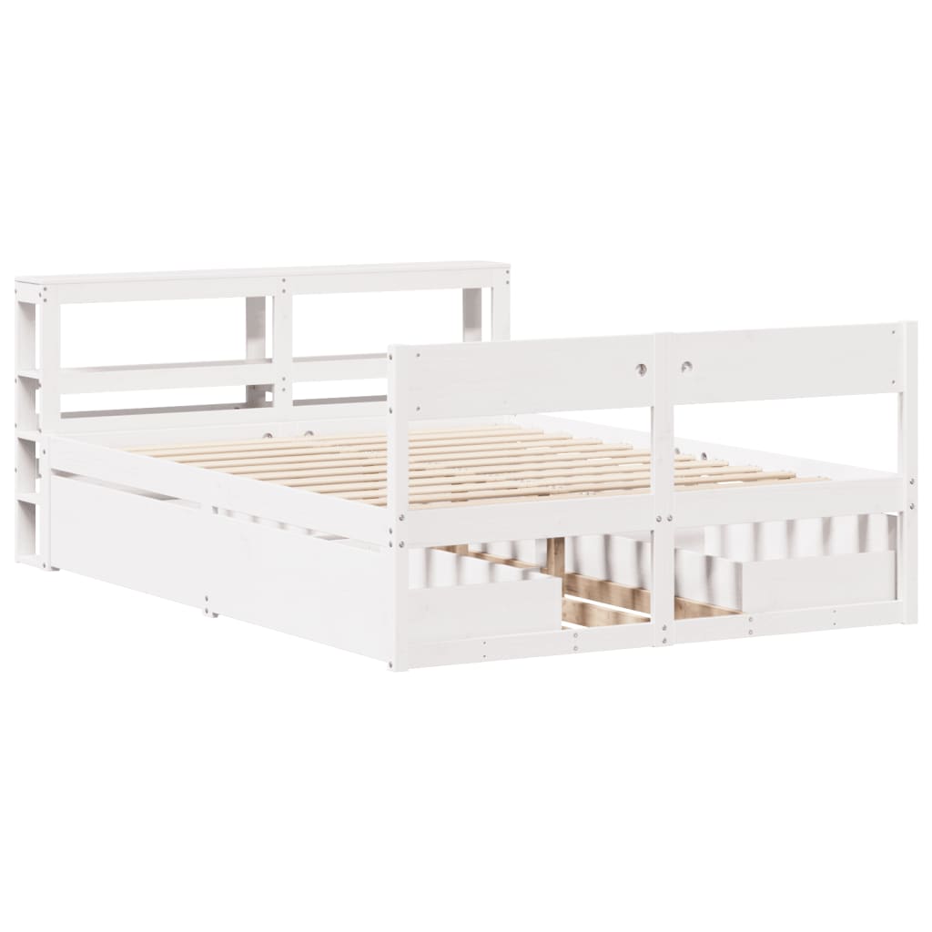 Bedframe zonder matras massief grenenhout wit 160x200 cm