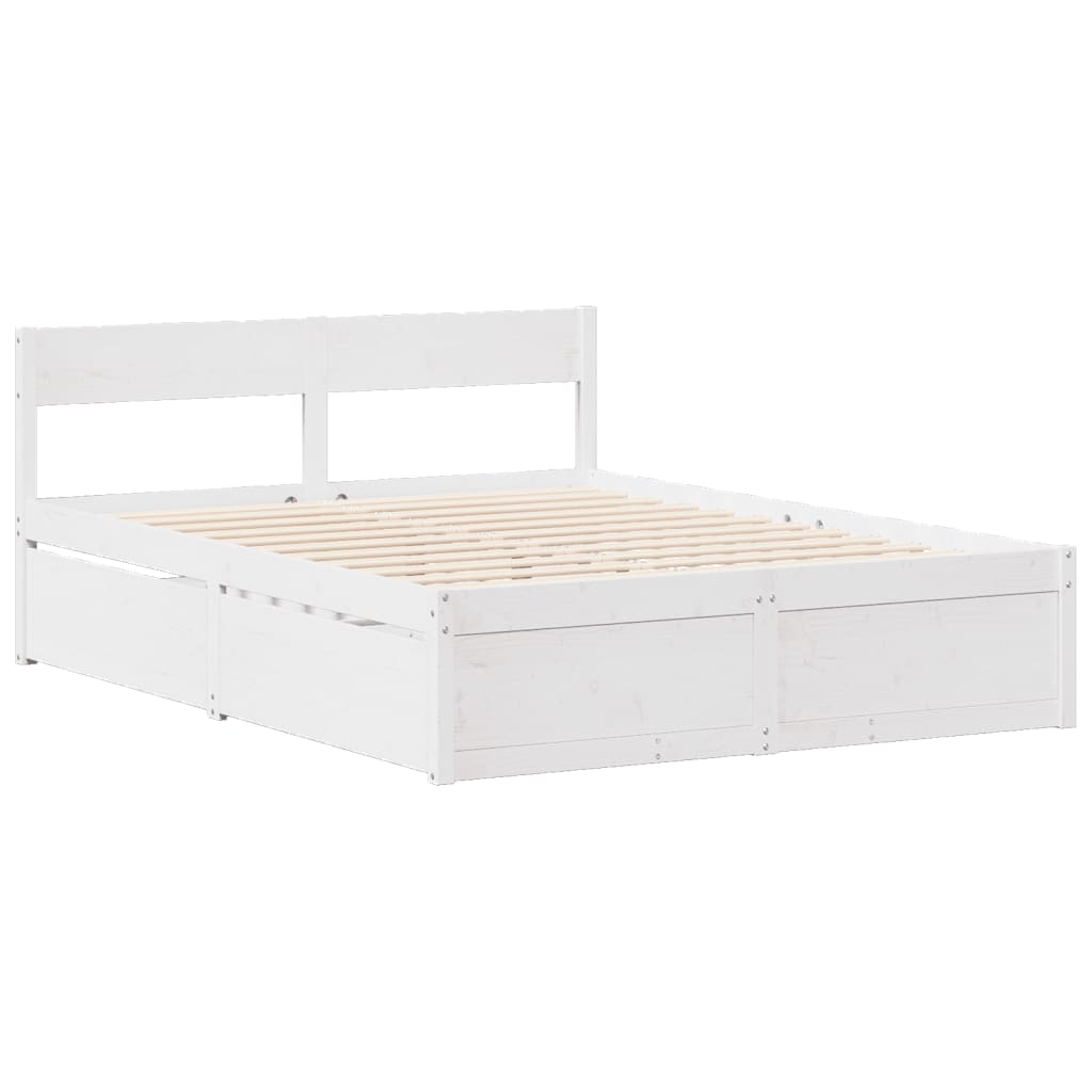 Bedframe zonder matras massief grenenhout wit 160x200 cm