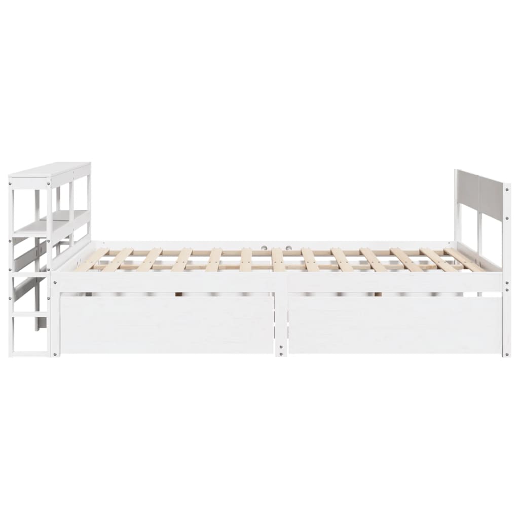 Bedframe zonder matras massief grenenhout wit 160x200 cm