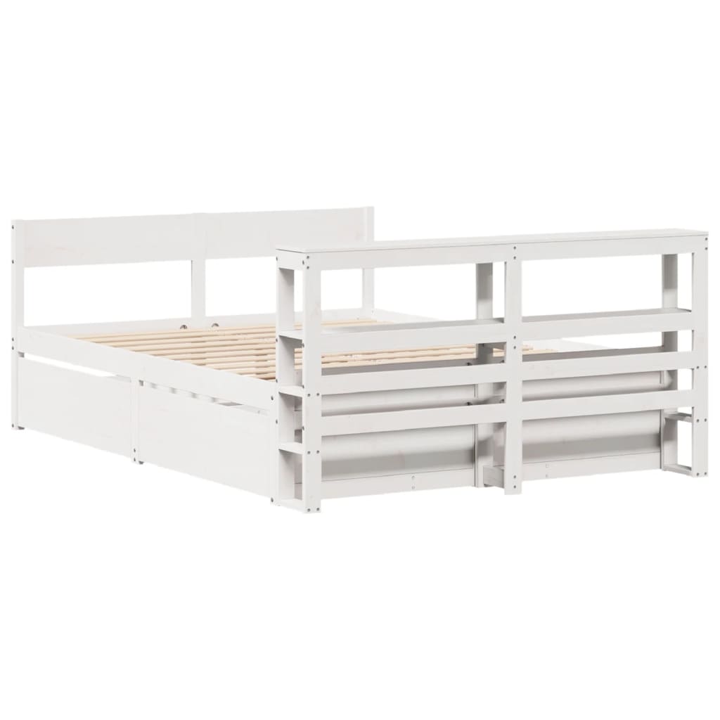 Bedframe zonder matras massief grenenhout wit 160x200 cm