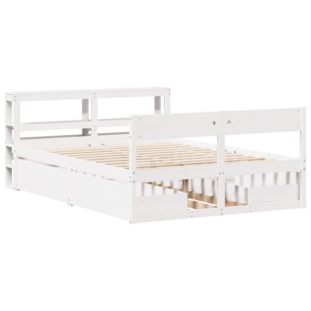 Bedframe zonder matras massief grenenhout wit 150x200 cm