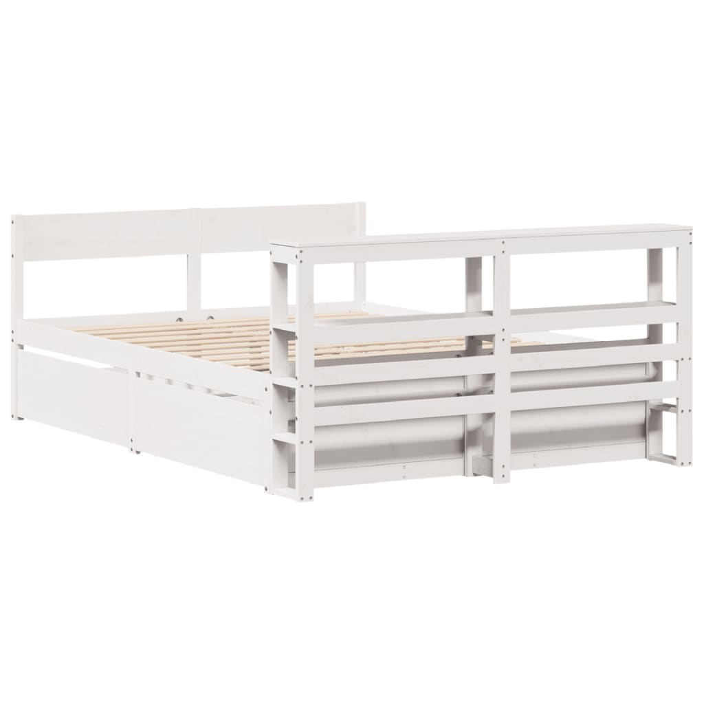 Bedframe zonder matras massief grenenhout wit 150x200 cm