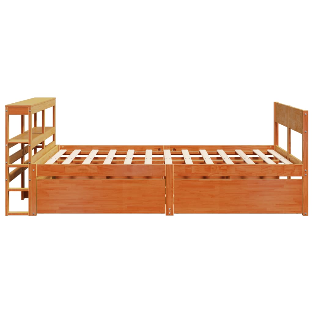 Bedframe zonder matras massief grenenhout wasbruin 150x200 cm