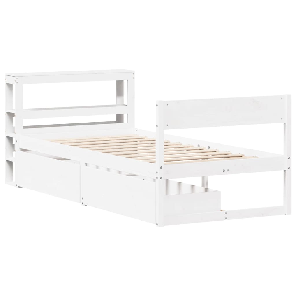 Bedframe zonder matras massief grenenhout wit 90x200 cm