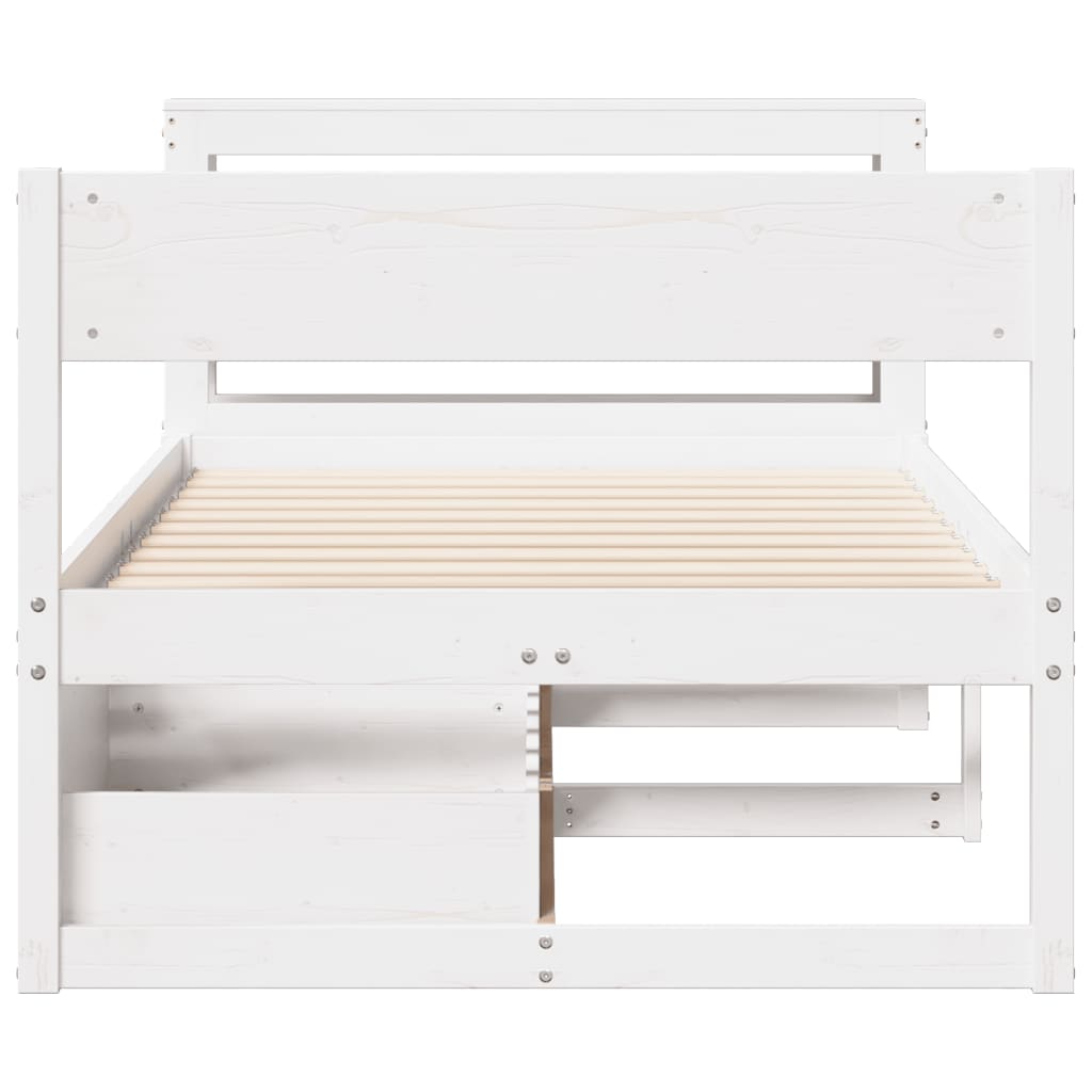 Bedframe zonder matras massief grenenhout wit 90x200 cm