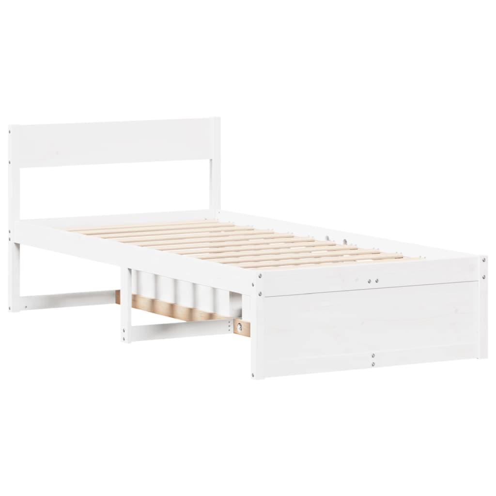 Bedframe zonder matras massief grenenhout wit 90x200 cm