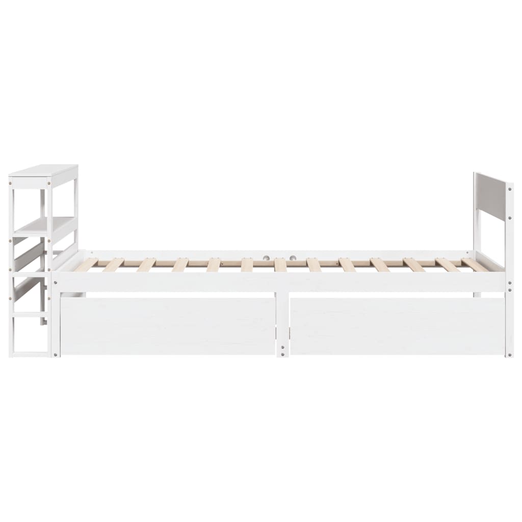 Bedframe zonder matras massief grenenhout wit 90x200 cm