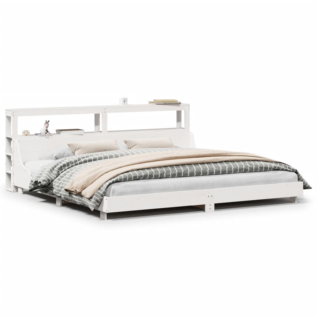 Bedframe zonder matras massief grenenhout wit 200x200 cm