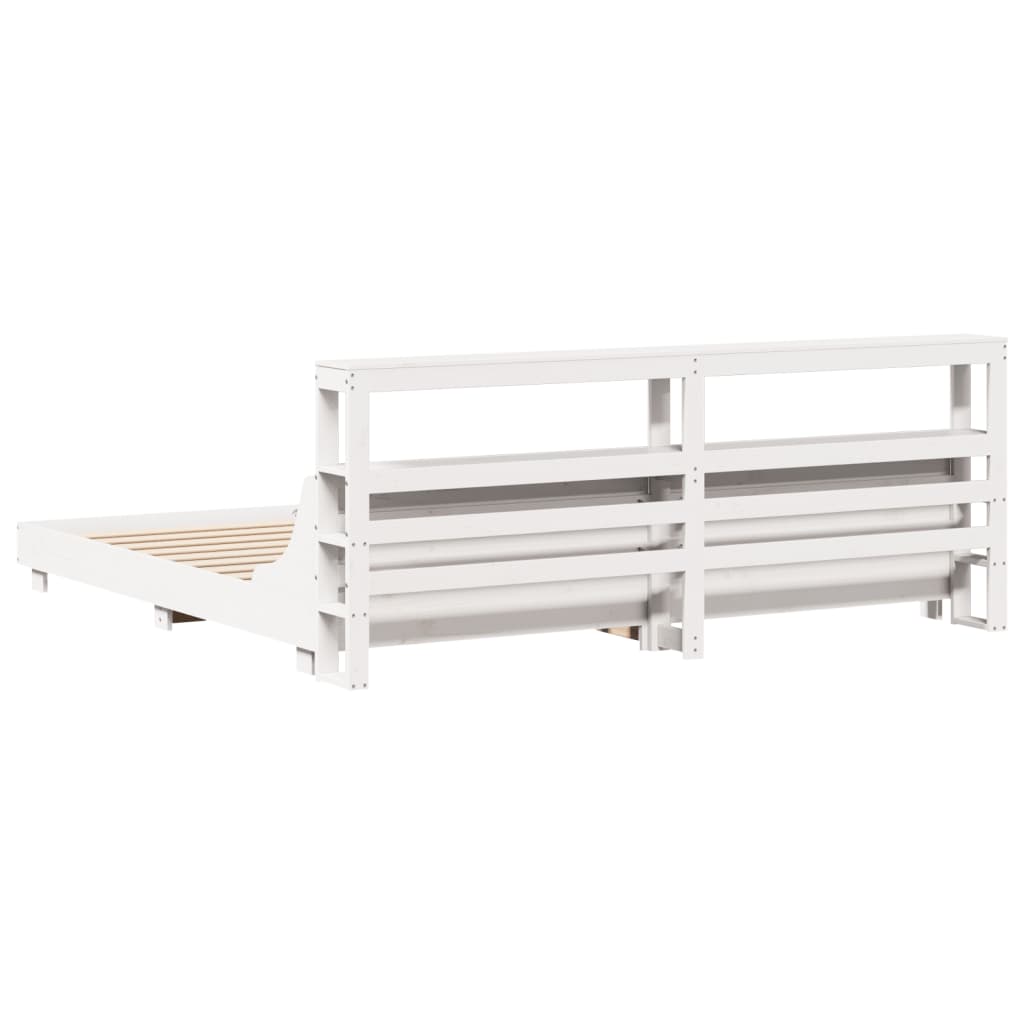 Bedframe zonder matras massief grenenhout wit 200x200 cm