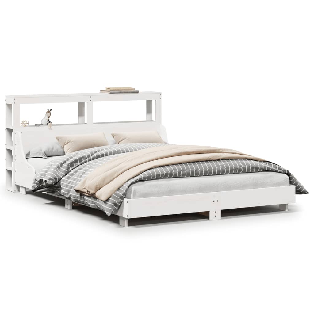 Bedframe zonder matras massief grenenhout wit 160x200 cm