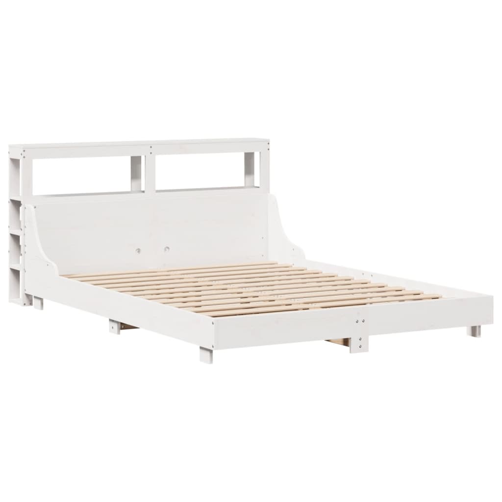 Bedframe zonder matras massief grenenhout wit 160x200 cm