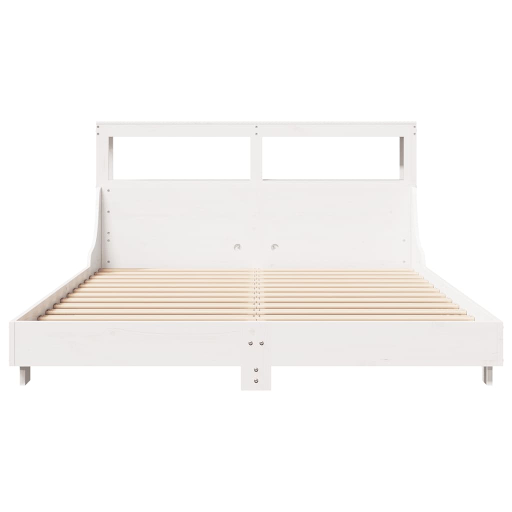 Bedframe zonder matras massief grenenhout wit 160x200 cm