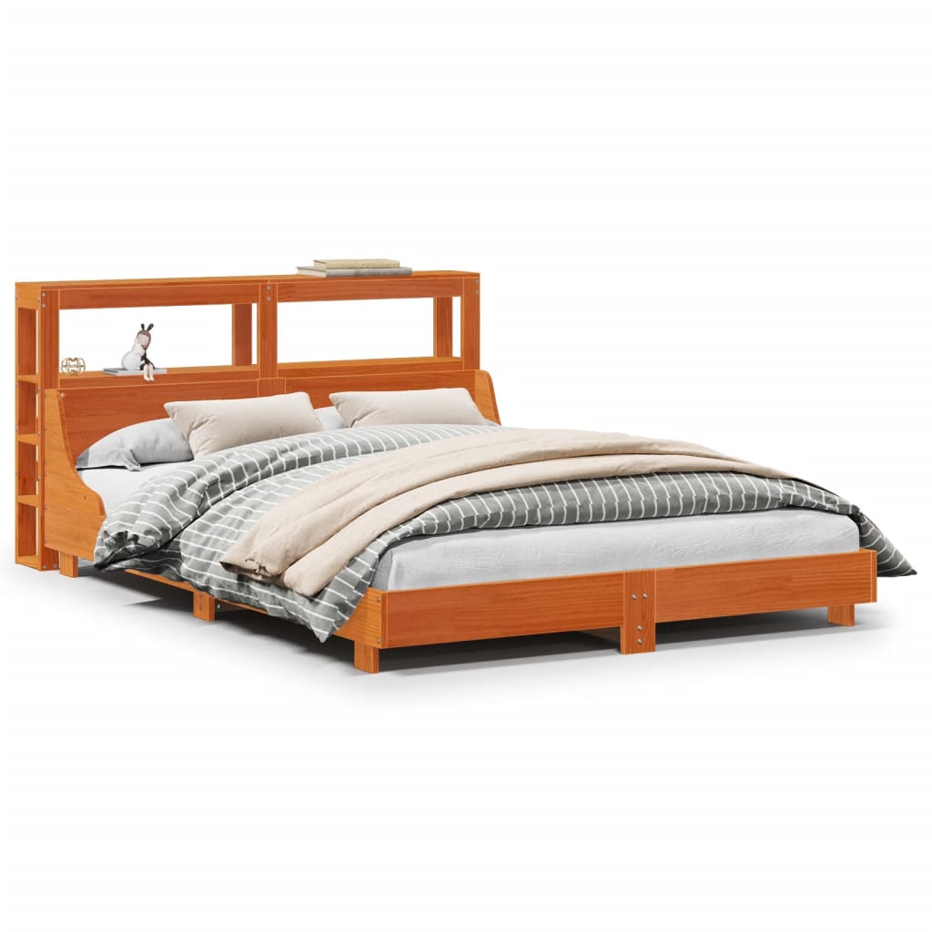 Bedframe zonder matras massief grenenhout wasbruin 160x200 cm