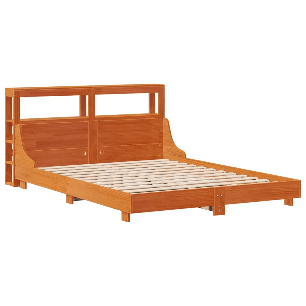 Bedframe zonder matras massief grenenhout wasbruin 160x200 cm